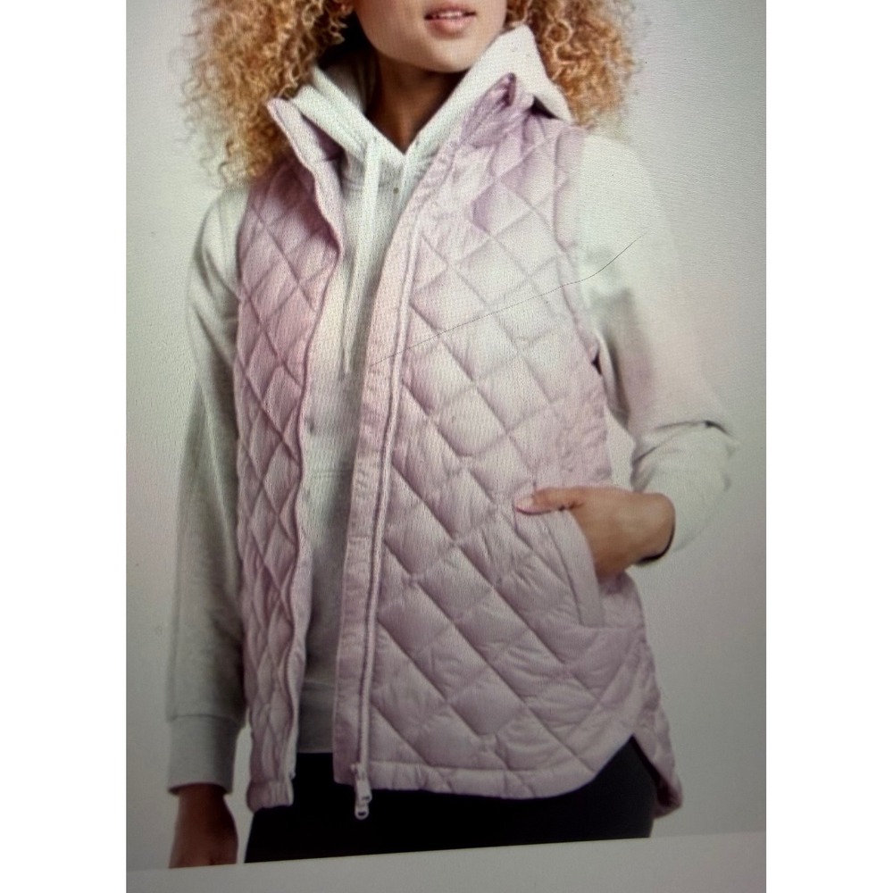 Athleta Whisper Featherless Vest XL Long Lilac Purple Quilted Puffer Packable
